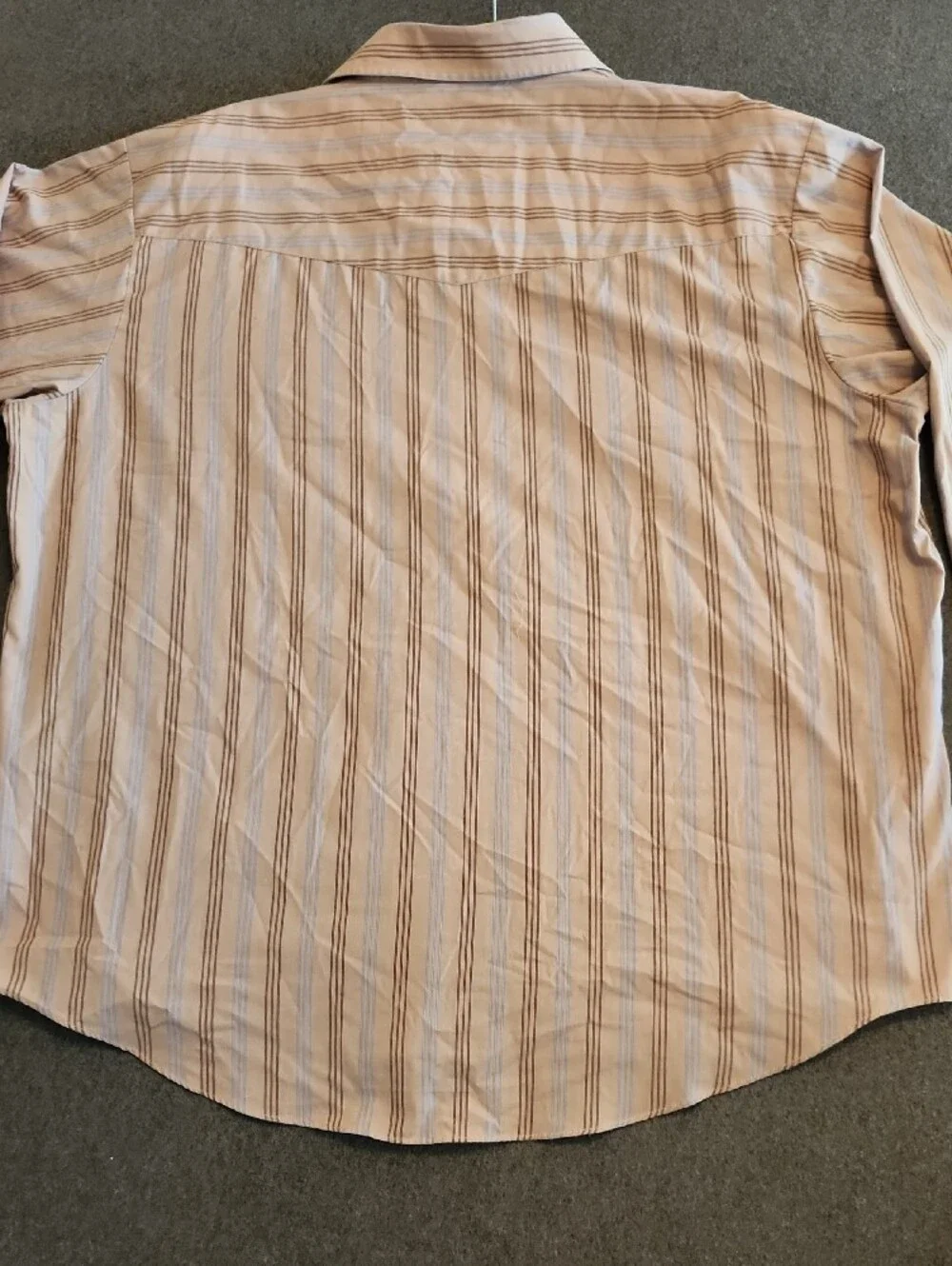 Plains Western Wear Long Sleeve Pearl Snap Tan Striped Button-Down Shirt Sze 2XL